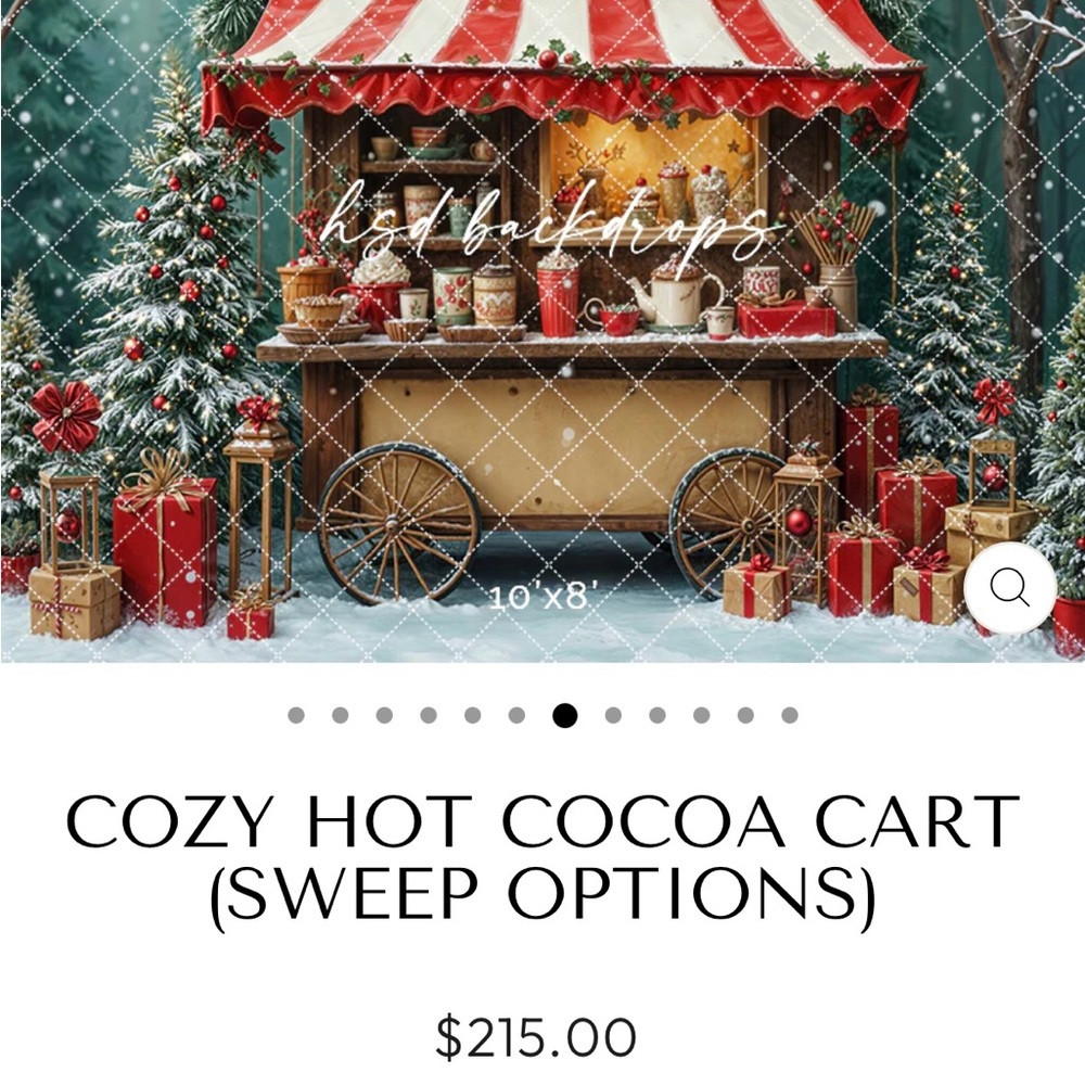 Holiday Photo Backdrop Cozy Hot Cocoa Cart photography background 3mx2.5m